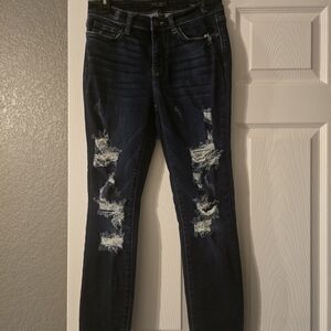 Judy Blue Ripped Dark Indigo Skinny Jeans